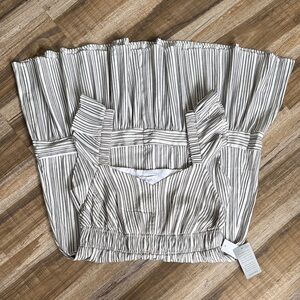 London Times Striped Blouse in White and Gray